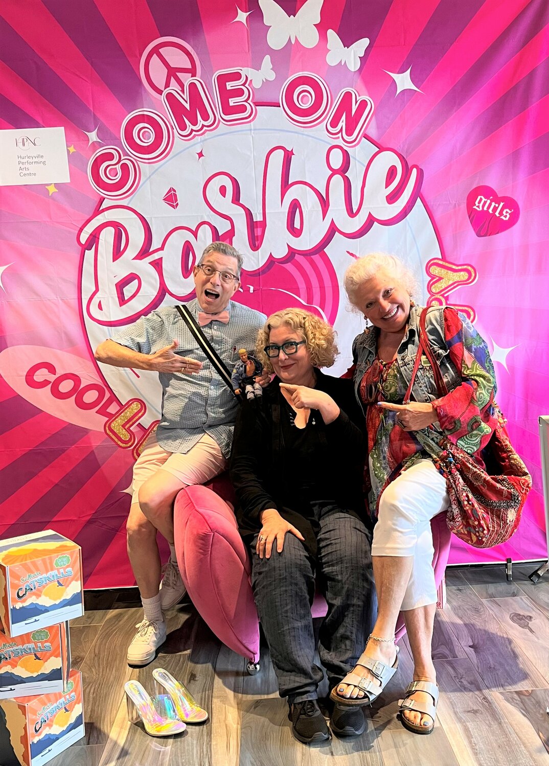 I met up with friends Sabrina Artel, center, and date-mate Rachelle Carmack for a glittery, sparkly good time at a screening of the smash hit film "Barbie" in Hurleyville, NY last weekend.